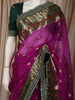 Magenta Purple Butta Zari Woven Design Pure Banarasi Saree with Designer Border