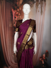 Magenta Purple Butta Zari Woven Design Pure Kanchipuram Silk Saree with Contrast Double Zari Border