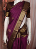 Magenta Purple Butta Zari Woven Design Pure Kanchipuram Silk Saree with Contrast Double Zari Border
