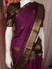 Magenta Purple Butta Zari Woven Design Pure Kanchipuram Silk Saree with Contrast Double Zari Border