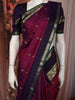 Magenta Purple Butta Zari Woven Design Pure Kanchipuram Silk Saree with Contrast Retta Pattu Border