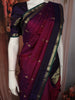 Magenta Purple Butta Zari Woven Design Pure Kanchipuram Silk Saree with Contrast Retta Pattu Border