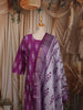 Magenta Purple Ikat Printed Design Pure Cotton Straight Cut Salwar Suit with Matching Dupatta