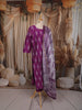 Magenta Purple Ikat Printed Design Pure Cotton Straight Cut Salwar Suit with Matching Dupatta