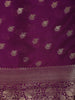 Magenta Purple Leaf Butta Design Chiffon Saree