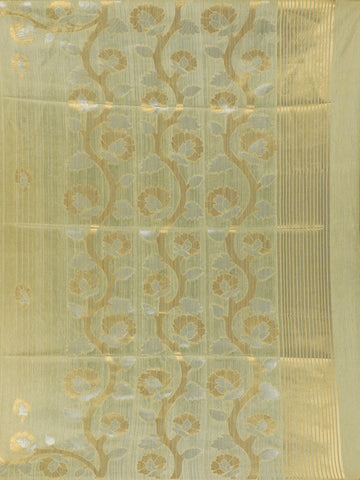 Yellow floral Design Semi Tissue Saree - Diadem