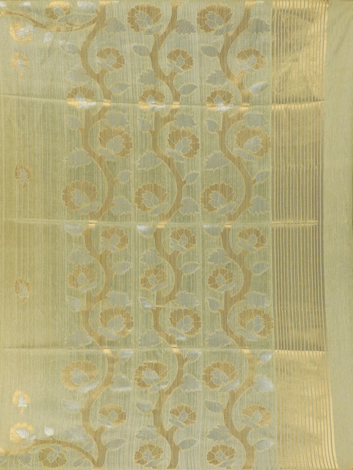 Yellow floral Design Semi Tissue Saree - Diadem