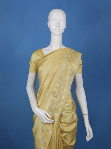 Yellow floral Design Semi Tissue Saree - Diadem