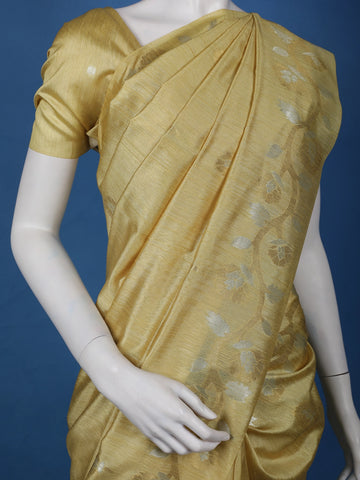 Yellow floral Design Semi Tissue Saree - Diadem