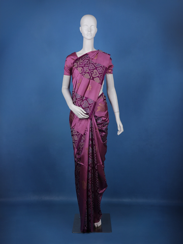 Magenta Purple floral Design Semi Tissue Saree - Diadem