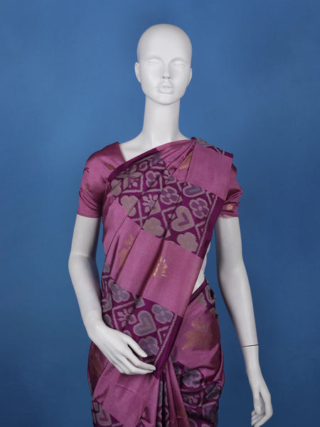 Magenta Purple floral Design Semi Tissue Saree - Diadem