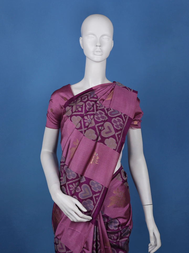Magenta Purple floral Design Semi Tissue Saree - Diadem