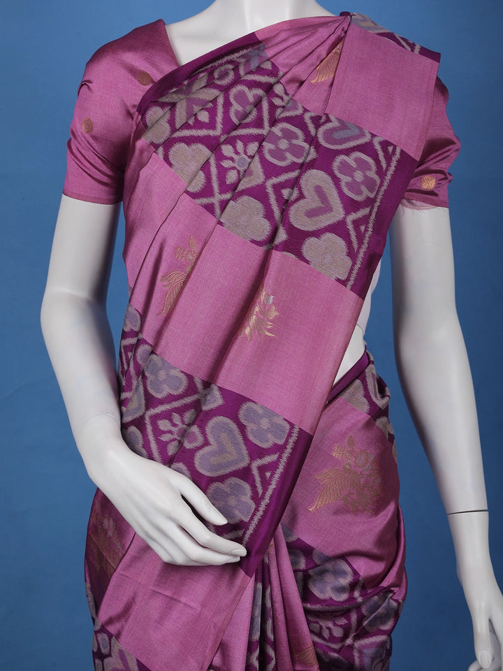 Magenta Purple floral Design Semi Tissue Saree - Diadem
