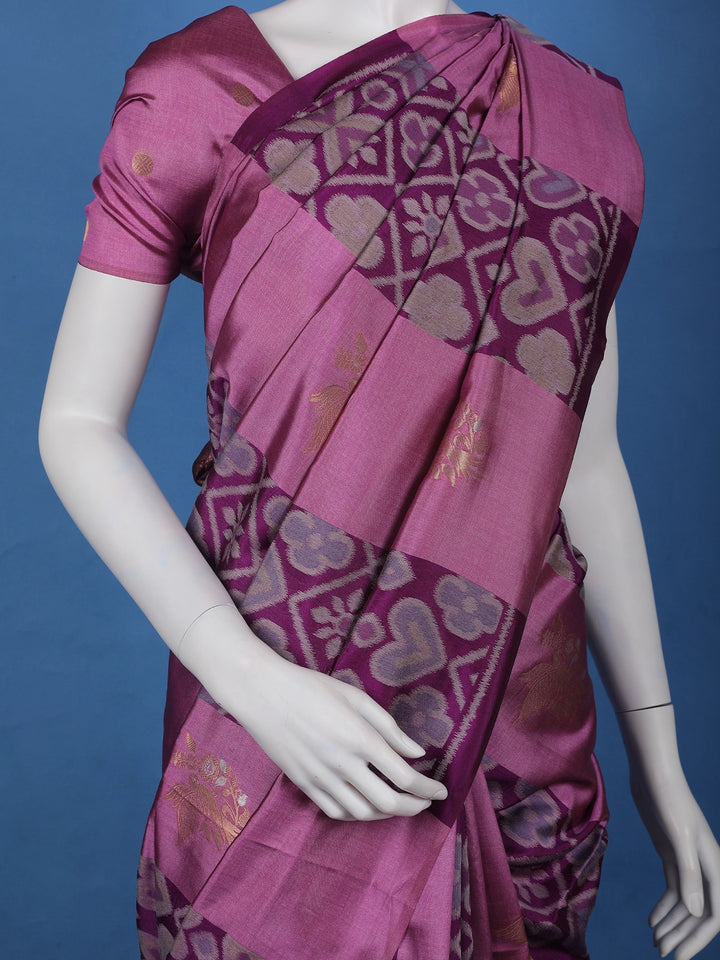 Magenta Purple floral Design Semi Tissue Saree - Diadem