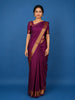 Magenta Striped Woven Kanchipuram Silk Saree