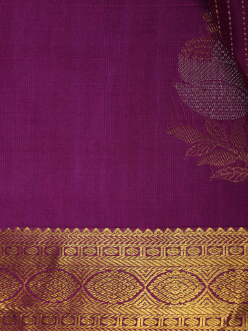 Magenta Striped Woven Kanchipuram Silk Saree - Diadem