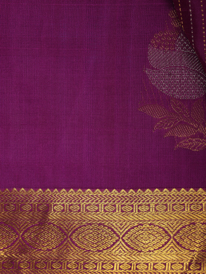 Magenta Striped Woven Kanchipuram Silk Saree - Diadem