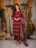 Magenta Geometric Printed Cotton Salwar Suit with Matching Dupatta