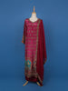 Magenta Printed Straight Cut Salwar Suit with Mirror Embellishments - Diadem