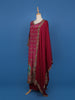 Magenta Printed Straight Cut Salwar Suit with Mirror Embellishments - Diadem