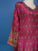 Magenta Printed Straight Cut Salwar Suit with Mirror Embellishments - Diadem