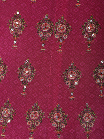 Magenta Printed Straight Cut Salwar Suit with Mirror Embellishments - Diadem