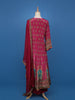 Magenta Printed Straight Cut Salwar Suit with Mirror Embellishments - Diadem