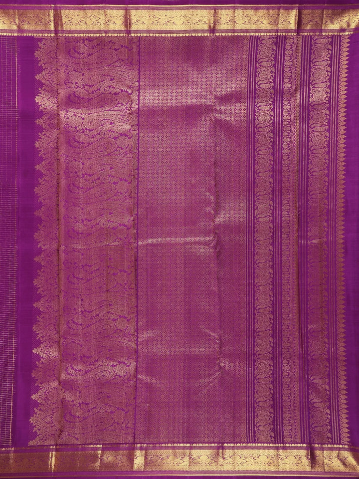 Magenta Purple Annapakshi Motif Pure Kanchipuram Silk Saree - Diadem