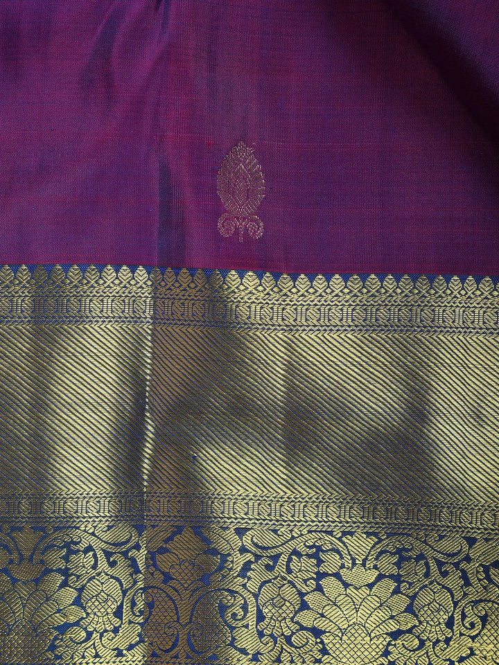 Purple Floral Butta Pure Kanchipuram Silk Saree - Diadem