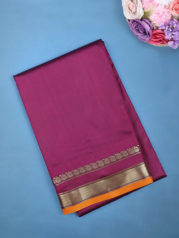 Magenta Purple with Gold Zari Border Soft Silk Saree - Diadem
