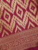 Magenta Wine Geometric Ikat Design Silk Saree - Diadem