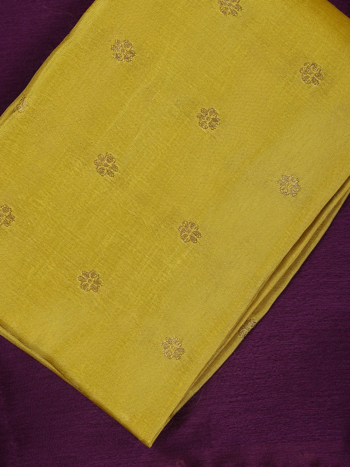Majestic Wine Antique Gold Zari Border Mysore Silk Saree - Diadem