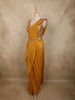 Marigold Mustard Yellow Sequins and Beads Embroidered Design Satin Ready To Wear Saree with Designer Blouse and Belt