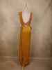 Marigold Mustard Yellow Sequins and Beads Embroidered Design Satin Ready To Wear Saree with Designer Blouse and Belt