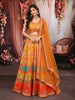 Marigold Orange Floral Printed and Stone Embellished Design Raw Silk Bridesmaid Lehenga Choli with Matching Dupatta