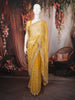 Marigold Yellow Checked Pattern Sequins and  Beads Embroidered Design Net Party Wear Saree with Designer Border
