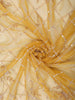 Marigold Yellow Checked Pattern Sequins and  Beads Embroidered Design Net Party Wear Saree with Designer Border