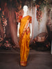 Marigold Yellow Floral Butta Zari Woven Design Pure Kanchipuram Silk Saree with Contrast Zari Border