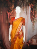 Marigold Yellow Floral Butta Zari Woven Design Pure Kanchipuram Silk Saree with Contrast Zari Border