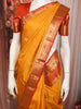 Marigold Yellow Floral Butta Zari Woven Design Pure Kanchipuram Silk Saree with Contrast Zari Border