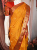 Marigold Yellow Floral Butta Zari Woven Design Pure Kanchipuram Silk Saree with Contrast Zari Border