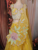 Marigold Yellow Heavy Beads and Pearls Embroidered Design Net Haldi Lehenga Set with Draped Dupatta