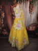 Marigold Yellow Heavy Beads and Pearls Embroidered Design Net Haldi Lehenga Set with Draped Dupatta