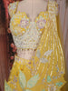 Marigold Yellow Heavy Beads and Pearls Embroidered Design Net Haldi Lehenga Set with Draped Dupatta