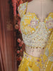 Marigold Yellow Heavy Beads and Pearls Embroidered Design Net Haldi Lehenga Set with Draped Dupatta