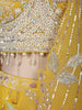 Marigold Yellow Heavy Beads and Pearls Embroidered Design Net Haldi Lehenga Set with Draped Dupatta
