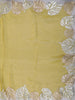 Marigold Yellow Solid Woven Design Pure Tissue Silk Fancy Saree with Leaf Thread Work Border