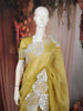 Marigold Yellow Solid Woven Design Pure Tissue Silk Fancy Saree with Leaf Thread Work Border