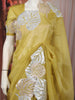 Marigold Yellow Solid Woven Design Pure Tissue Silk Fancy Saree with Leaf Thread Work Border
