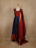 Maroon And Navy Blue Banarasi Silk Anarkali Gown with Dupatta